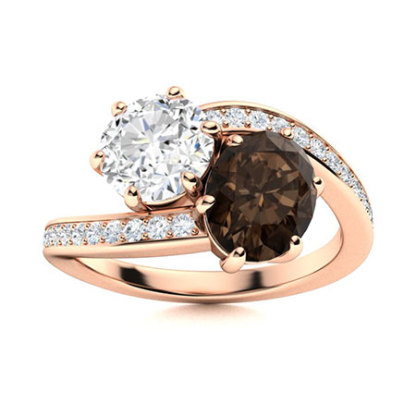 Sotiya Toi et Moi Bypass Coffee Oval and Round Cut Two Stone Engagement Ring Sterling Silver-Sotiya