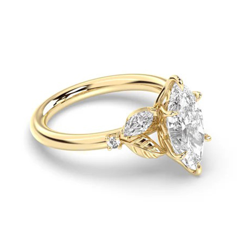 Sotiya Marquise Cut Leaves Nature Inspired Engagement Ring Sterling Silver