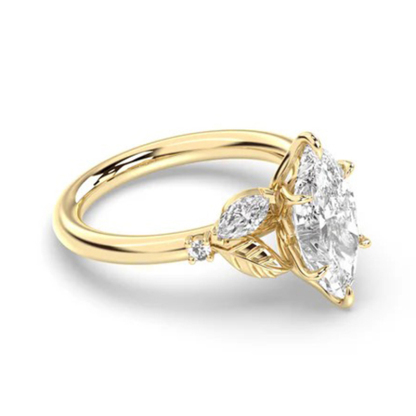 Sotiya Marquise Cut Leaves Nature Inspired Engagement Ring Sterling Silver