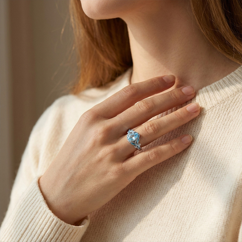 Sotiya Fluorescence Intertwined Pear Cut Engagement Ring Sterling Silver-Sotiya