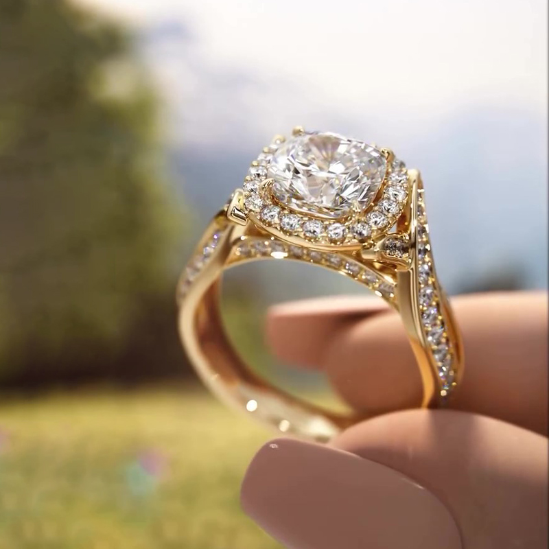 Sotiya Twist Halo Cathedral Cushion Cut Engagement Ring Sterling Silver-Sotiya