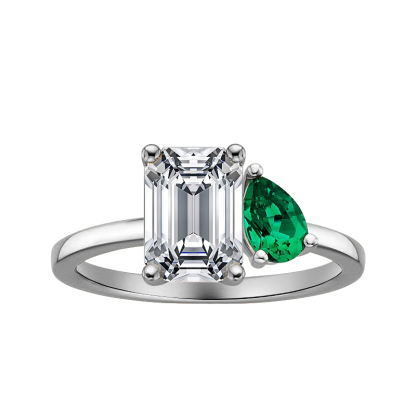 Sotiya Personalized Toi et Moi Emerald and Pear Cut Two Stone Engagement Ring-Sotiya