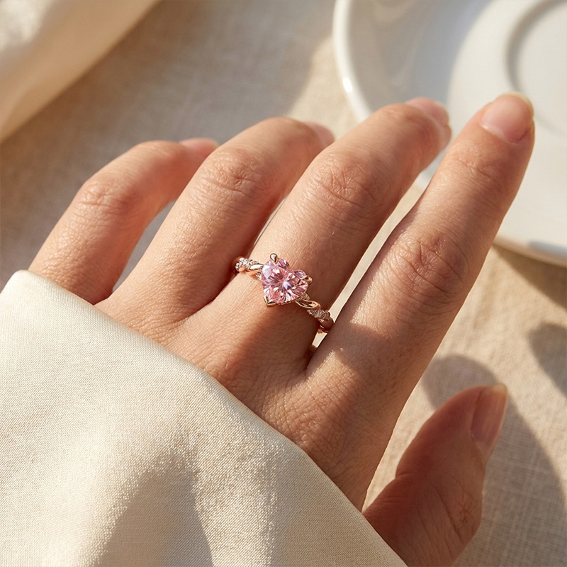 Sotiya Twist Heart Cut Pink VVS Moissanite Engagement Ring Sterling Silver