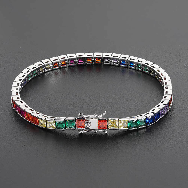 Sotiya Multi Colored Rainbow Radiant Cut Tennis Bracelet-Sotiya