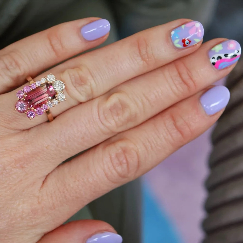 Sotiya Vintage Watermelon Emerald Cut Engagement Ring Sterling Silver-Sotiya