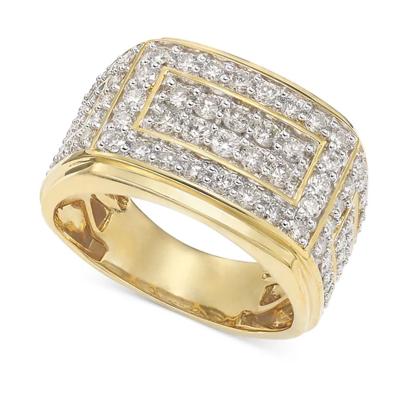 Sotiya Round Cut Men's Cluster Ring Sterling Silver-Sotiya