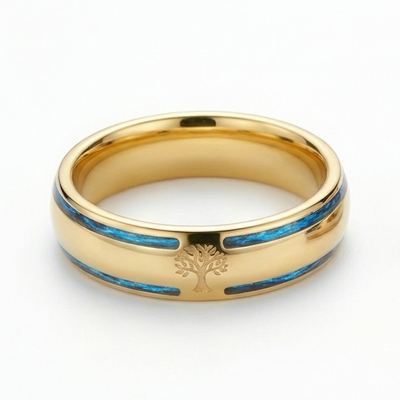 Sotiya Fluorescence Tree Design Men's Wedding Ring Sterling Silver-Sotiya