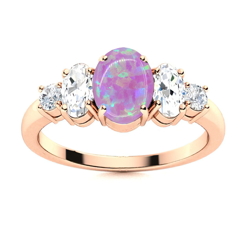 Sotiya Sidestone Opal Oval Cut Engagement Ring Sterling Silver-Sotiya