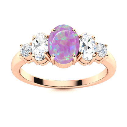 Sotiya Sidestone Opal Oval Cut Engagement Ring Sterling Silver-Sotiya