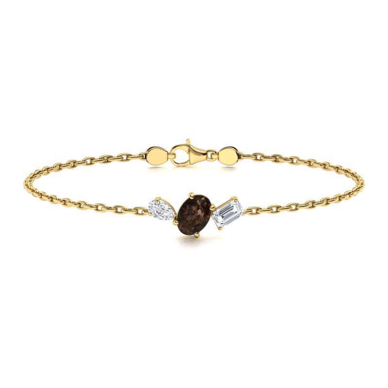 Sotiya Toi et Moi Coffee Oval, Pear and Emarald Cut Three Stone Bracelet Sterling Silver-Sotiya