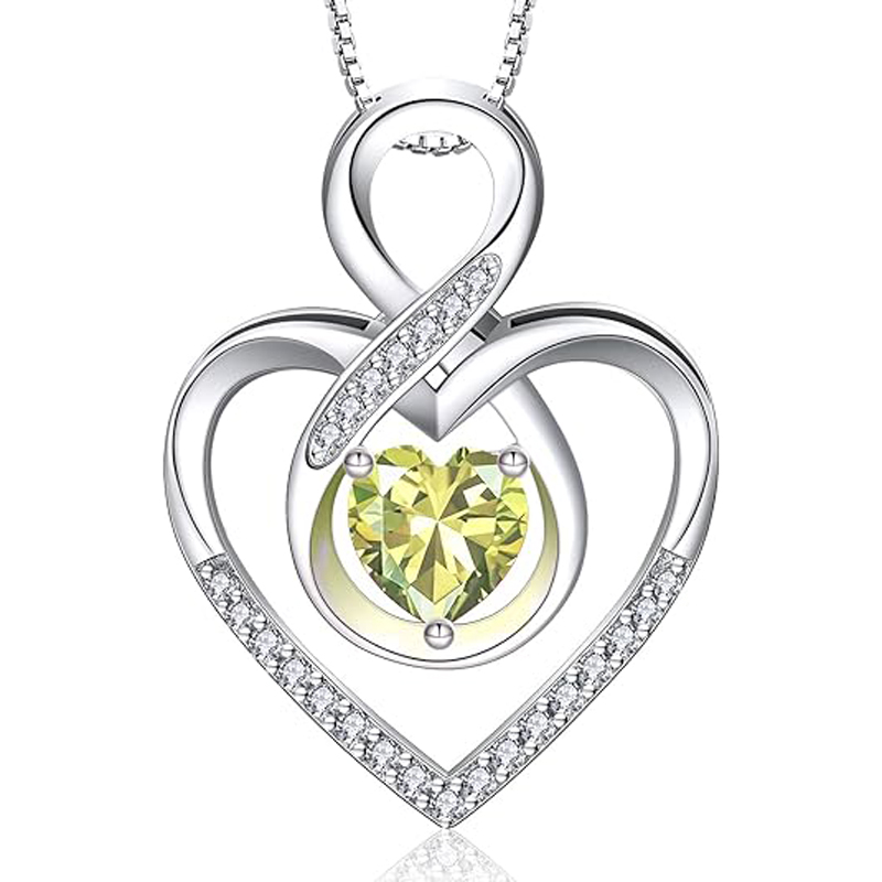 Sotiya 12 Birthstones Intertwined Infinity Heart Necklace Sterling Silver-Sotiya