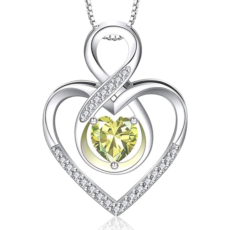 Sotiya 12 Birthstones Intertwined Infinity Heart Necklace Sterling Silver-Sotiya