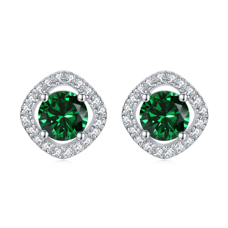 Sotiya 12 Birthstones Halo Round Cut Stud Earrings Sterling Silver-Sotiya