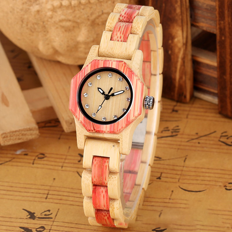 Sotiya Pink Bamboo Quartz Exquisite Ultra-thin Wooden Watch-Sotiya