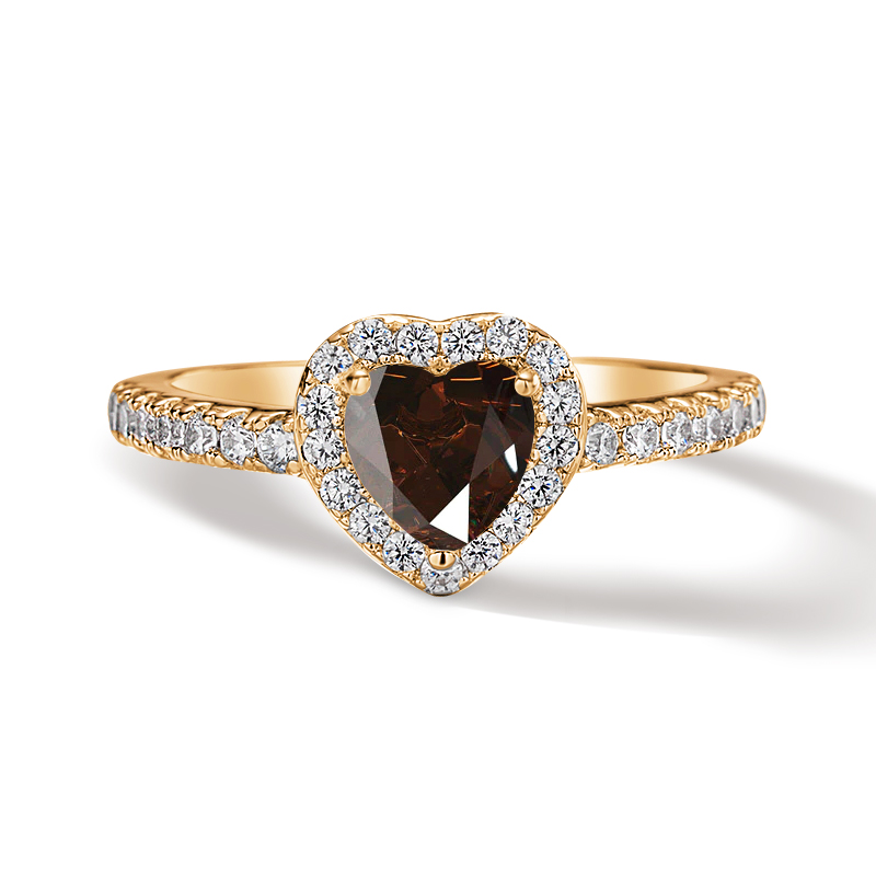 Sotiya Halo Heart Cut Coffee Engagement Ring Sterling Silver-Sotiya