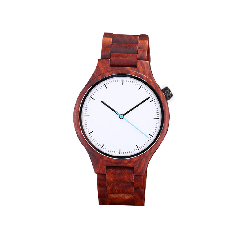 Sotiya Simple Red/Black Sandalwood Quartz Coffee Wooden Watch-Sotiya