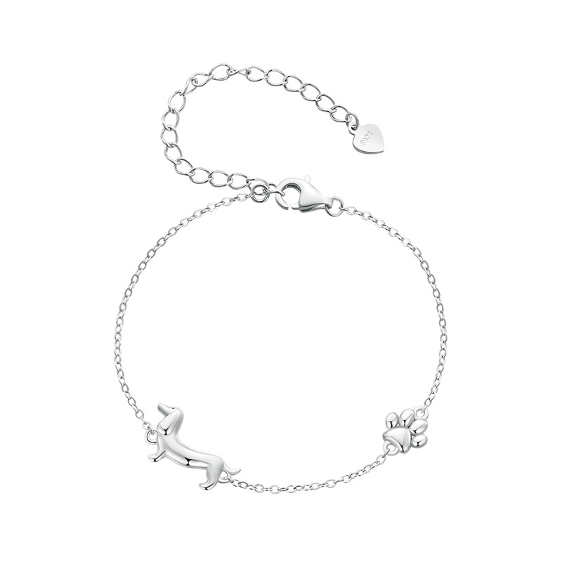Sotiya Cute Dachshund Dog Paw Bracelet Sterling Silver-Sotiya