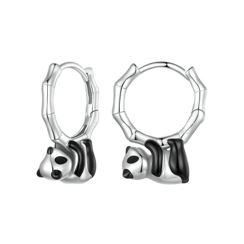 Sotiya Cute Panda Hoop Earrings Sterling Silver-Sotiya