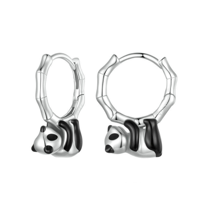 Sotiya Cute Panda Hoop Earrings Sterling Silver-Sotiya