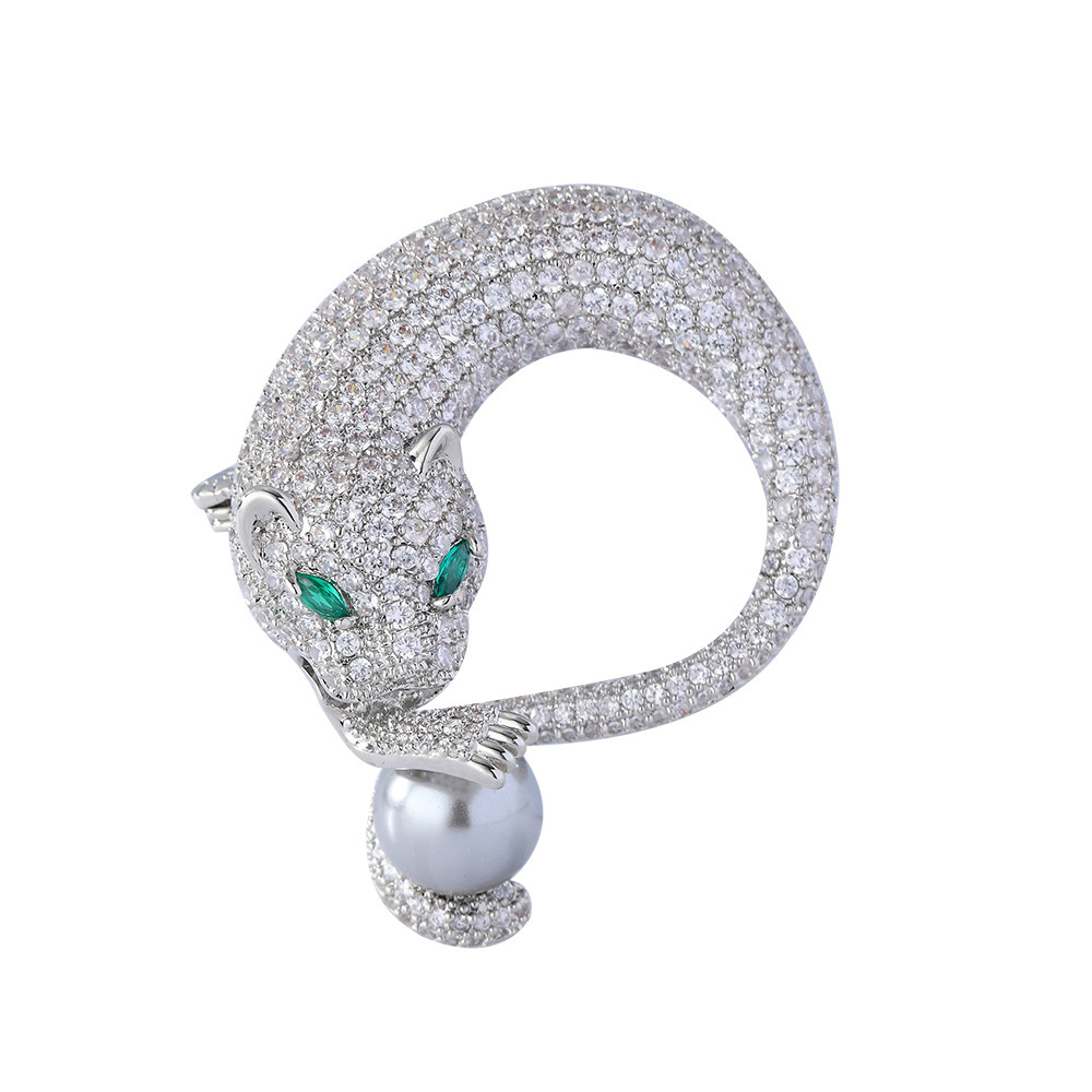 Sotiya Leopard Embrace Pearl Brooch-Sotiya