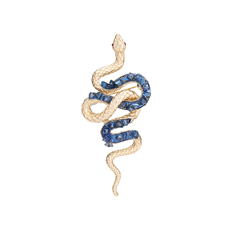 Sotiya Red, Green and Blue Crystal Snake Brooch-Sotiya