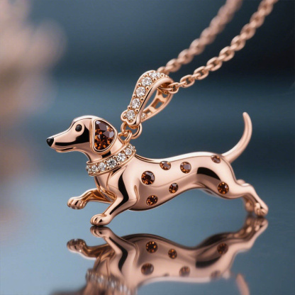 Sotiya Best Buds Dachshund Chocolate Necklace Sterling Silver-Sotiya