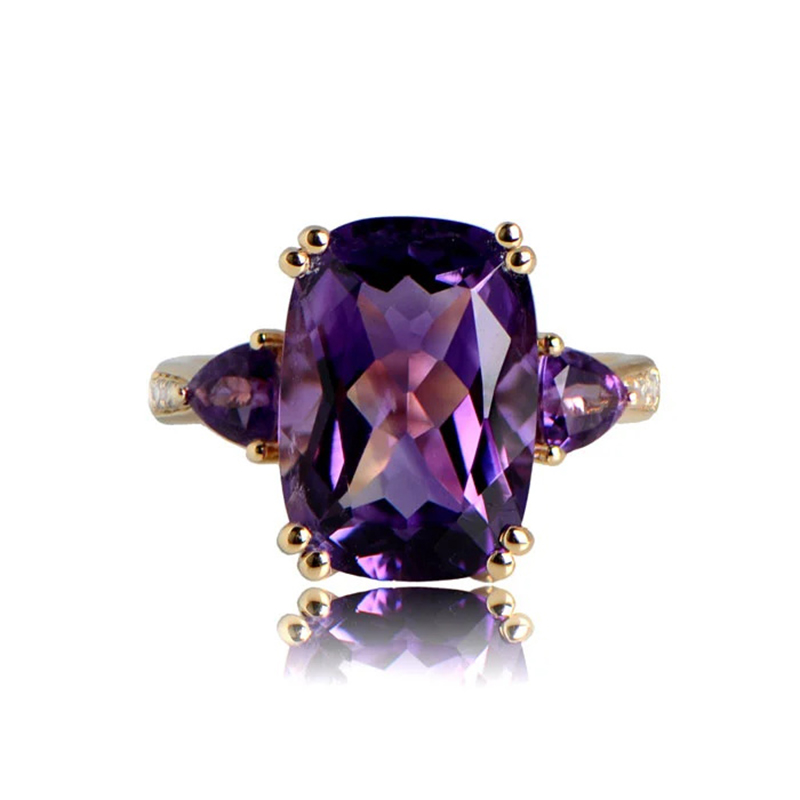 Sotiya Amethyst Three Stone Rec Cushion Cut Engagement Ring Sterling Silver-Sotiya