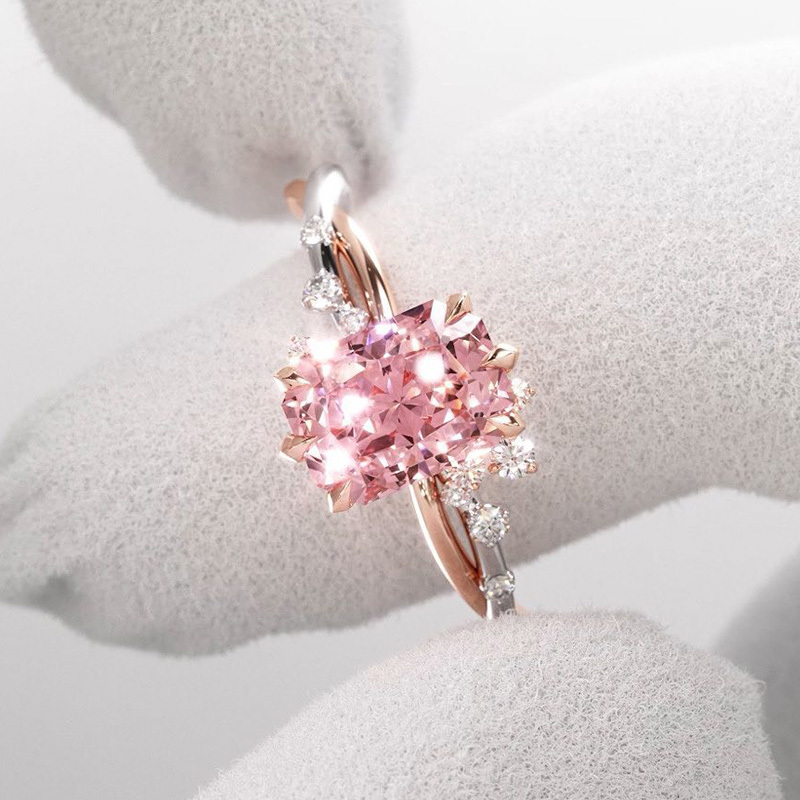 Sotiya Two Tone Twist Radiant Cut Engagement Ring Sterling Silver-Sotiya