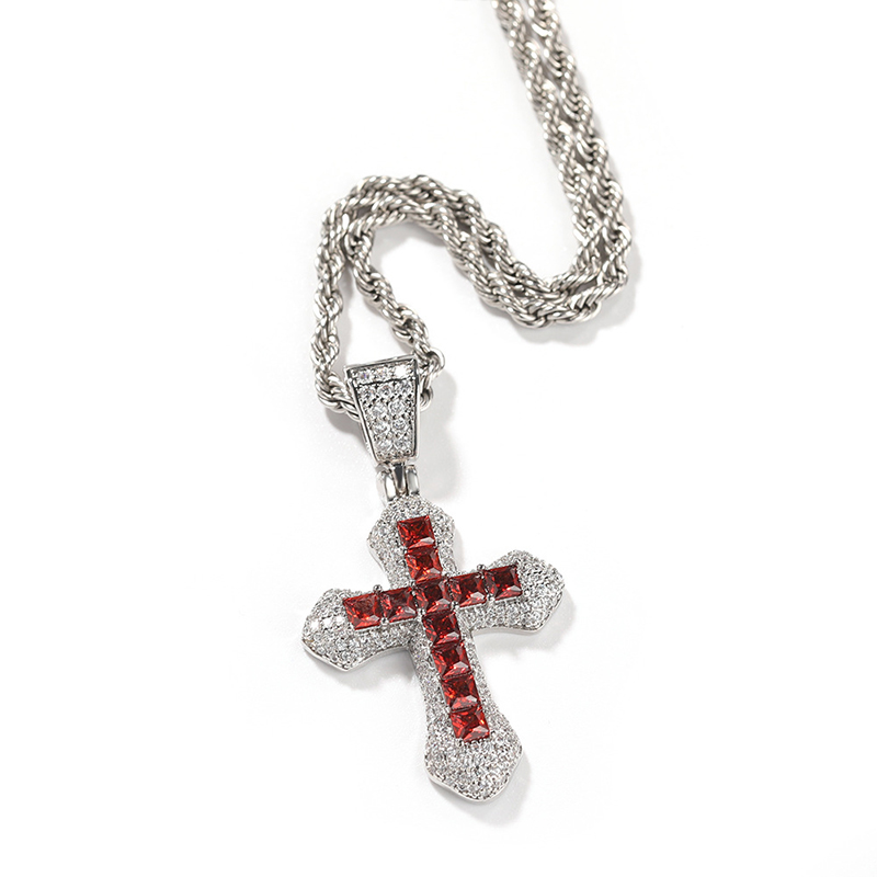 Sotiya Cross Design Faith Radiant Cut Men's Necklace-Sotiya
