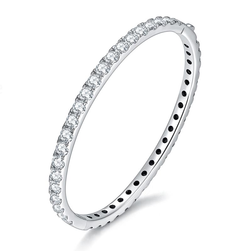 Sotiya Classic Round Cut Moissanite Bangle Bracelet Sterling Silver