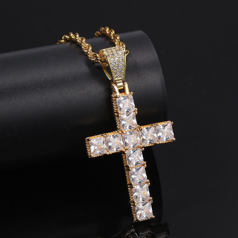 Sotiya Radiant Cut Cross Design Faith Men's Necklace-Sotiya