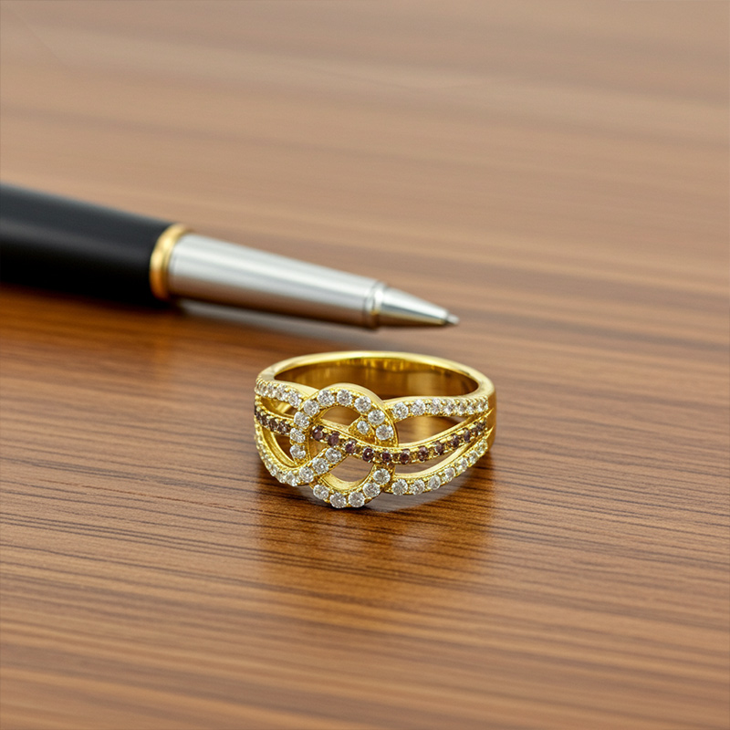 Sotiya Intertwined Knot Coffee Women's Wedding Ring Sterling Silver-Sotiya