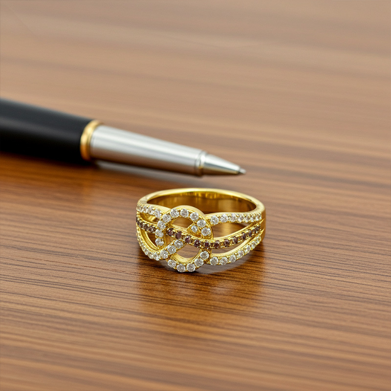 Sotiya Intertwined Knot Coffee Women's Wedding Ring Sterling Silver-Sotiya