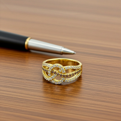 Sotiya Intertwined Knot Coffee Women's Wedding Ring Sterling Silver-Sotiya