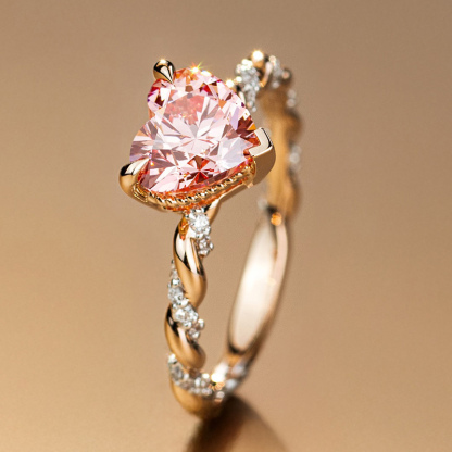 Sotiya Twist Heart Cut Pink/Coffee/White Engagement Ring Sterling Silver-Sotiya