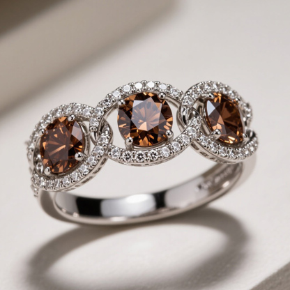 Sotiya Chain Link Round Cut Coffee Women's Wedding Ring Sterling Silver-Sotiya