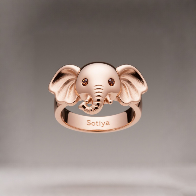 Sotiya Best Buds Cute Elephant Coffee Ring Sterling Silver-Sotiya