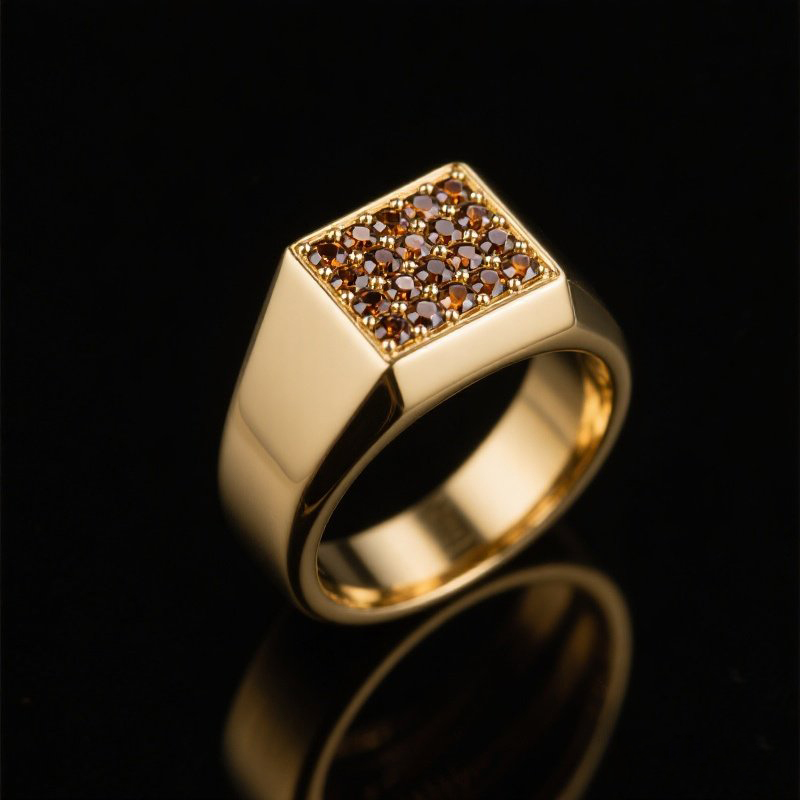 Sotiya Coffee Gold Plated Men’s Cluster Ring Sterling Silver-Sotiya