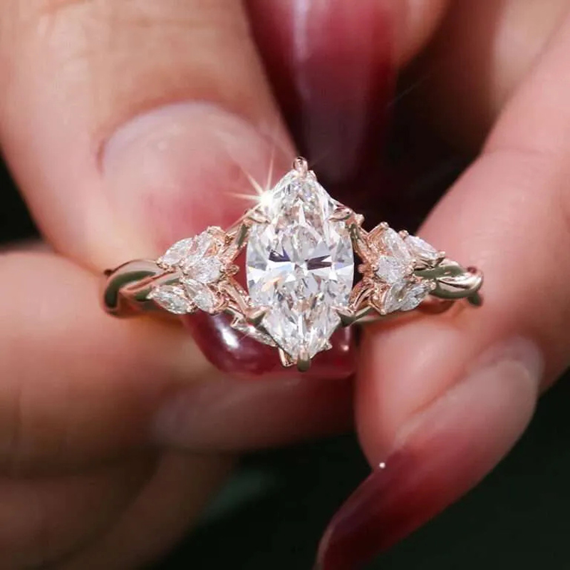 Sotiya Vintage Marquise Cut Vine Cluster Engagement Ring Sterling Silver-Sotiya