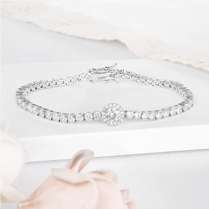 Sotiya Halo Round Cut Tennis Bracelet-Sotiya