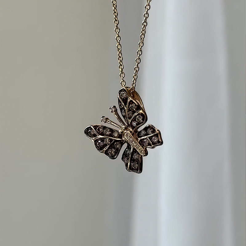Sotiya Two Tone Butterfly Chocolate Necklace Sterling Silver-Sotiya