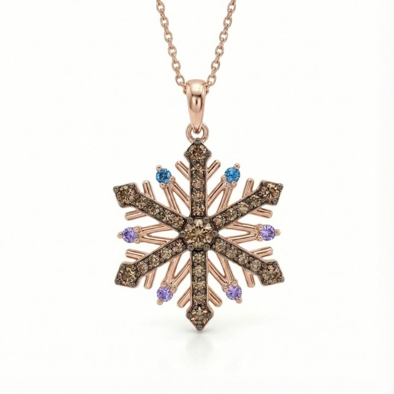 Sotiya Snowflake Design Coffee Necklace Sterling Silver-Sotiya