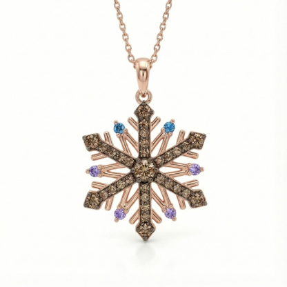 Sotiya Snowflake Design Coffee Necklace Sterling Silver-Sotiya