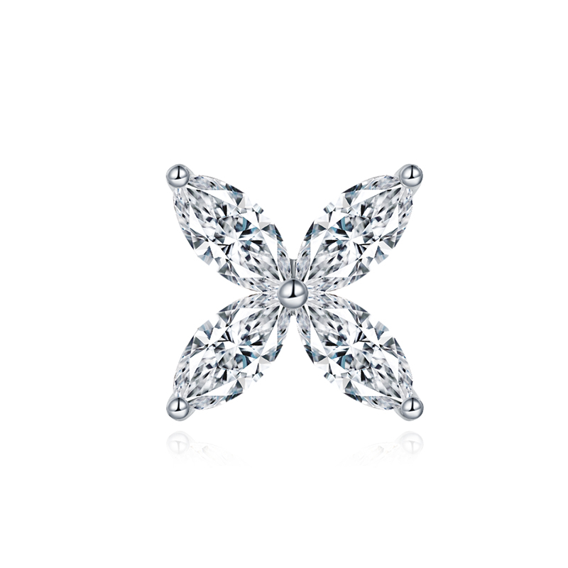 Sotiya Flower Design Marquise Cut Moissanite Stud Earrings Sterling Silver-Sotiya