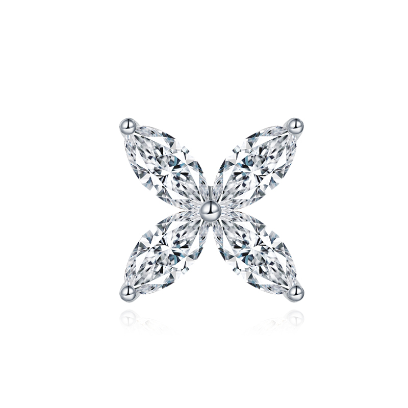 Sotiya Flower Design Marquise Cut Moissanite Stud Earrings Sterling Silver-Sotiya