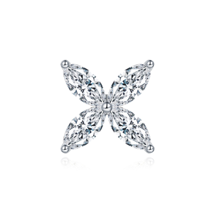 Sotiya Flower Design Marquise Cut Moissanite Stud Earrings Sterling Silver-Sotiya