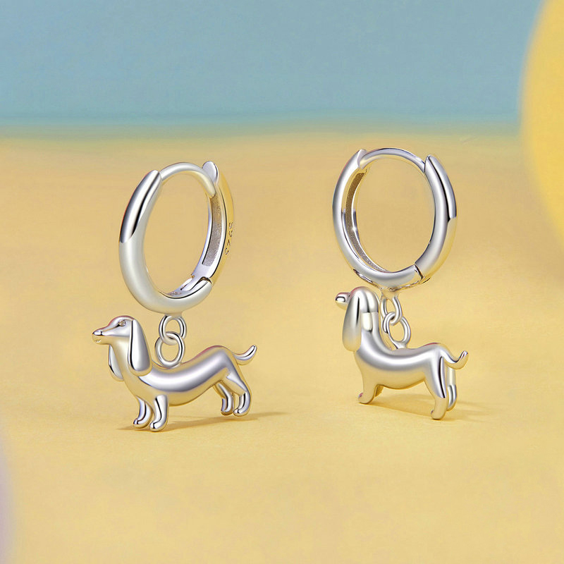 Sotiya Cute Dachshund Dog Drop Earrings Sterling Silver-Sotiya