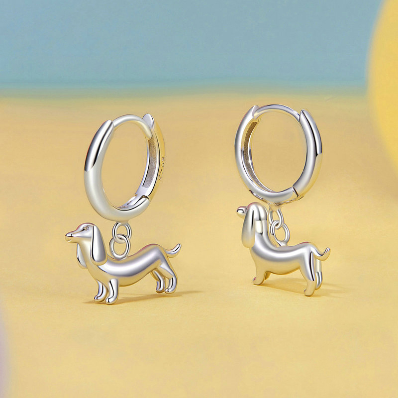 Sotiya Cute Dachshund Dog Drop Earrings Sterling Silver-Sotiya