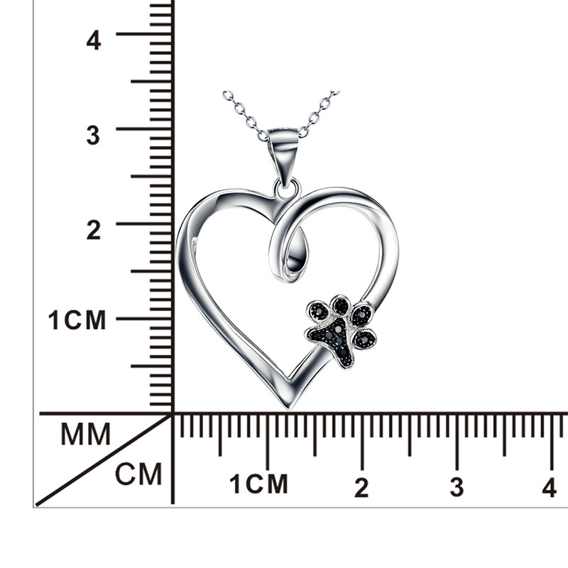 Sotiya Twist Heart with Pet Dog Cat Paw Necklace Sterling Silver-Sotiya