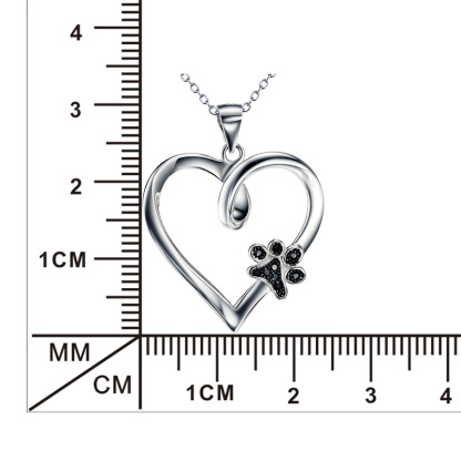 Sotiya Twist Heart with Pet Dog Cat Paw Necklace Sterling Silver-Sotiya